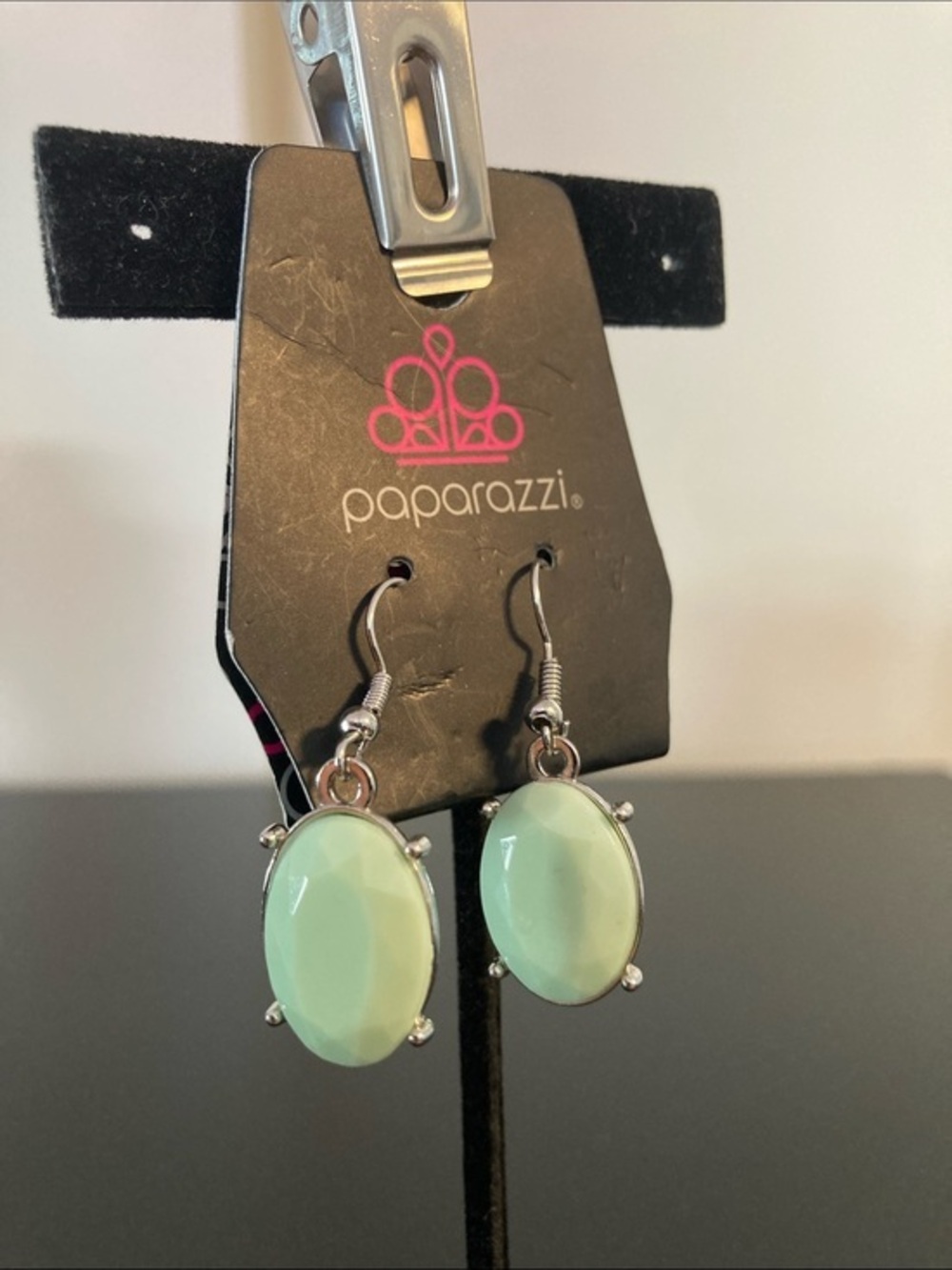 paparazzi Mint Oval Drop Earrings - Silver-Tone